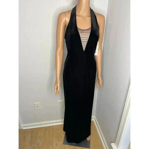 Betsy & Adam Vintage Black Velvet Halter Dress size 6 NWT
